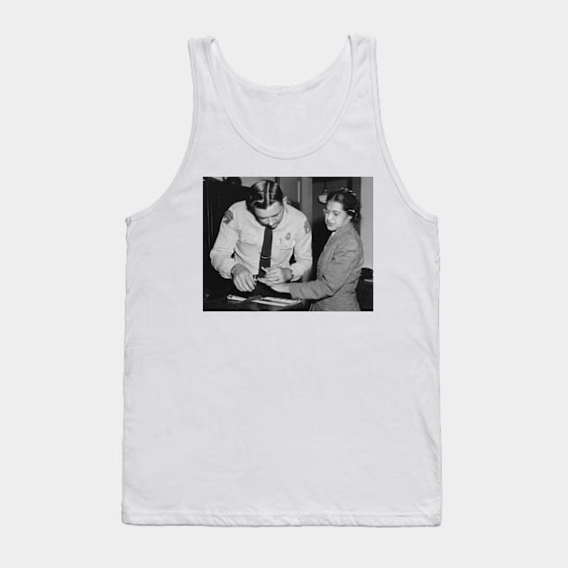 Pop Threads Rosa Parks Fingerprinting Mugshot Tank Top by Zacharys Harris